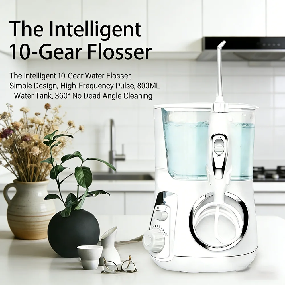 

Электрический ирригатор для полости рта 800 мл, 10 режимов, 5 насадок, настольный водный флоссер, для свежего дыхания и чистых зубов