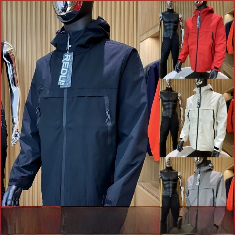 

Outdoor Men's Spring New Windproof Waterproof Hooded Jaet Fce Lined Stand Fit Polyester Fiber Long Sve Zipper Jaet