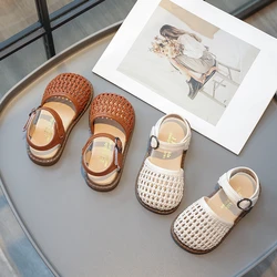 Baby Girls Woven Sandals Summer Children Princess Shoes Kids Beach Sandals Soft Sole Anti Slip Comfortable Infant Barefoot Shoes