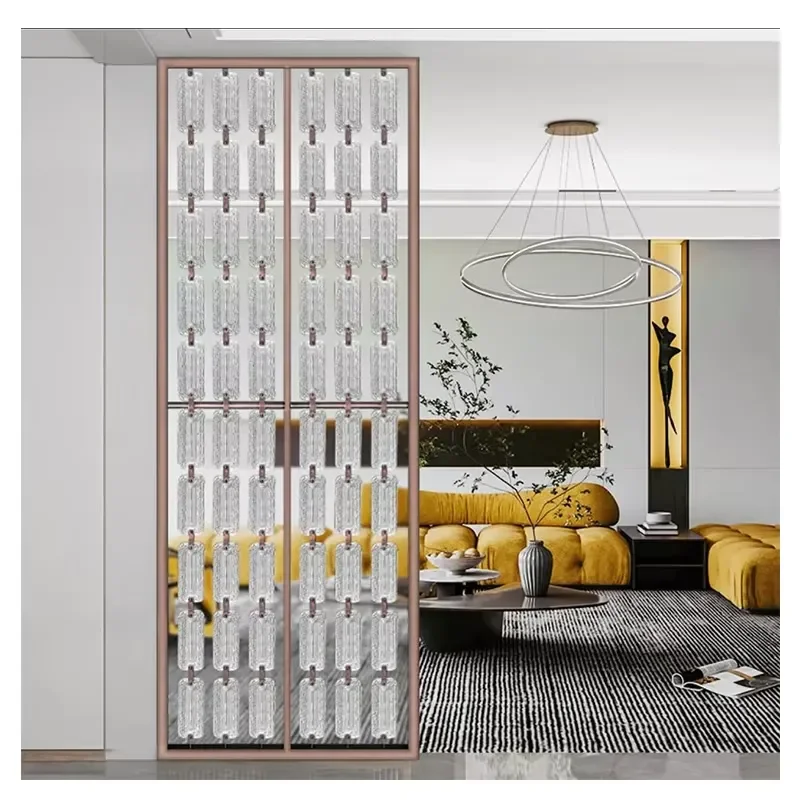 Indoor Wall Partition Stainless Steel Frame Glass Room Divider for Living Room Decoration