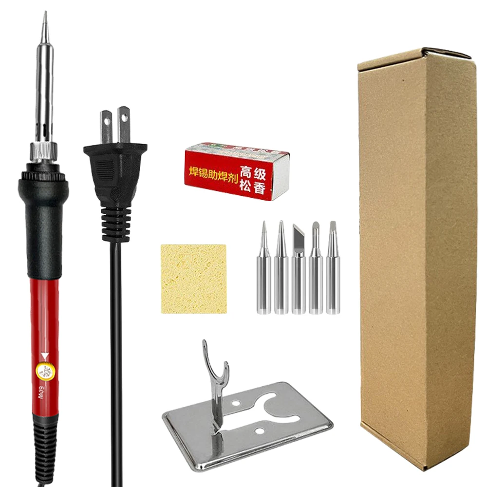 

200-450℃ Adjustable Electric Soldering Iron Kit EU/US Standard Plug Household Diy Soldering Irons With 5 Tips 1 Holder