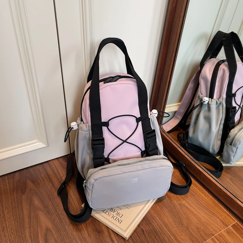 

Nylon Patchwork Large Capacity Backpacks Zipper Casual 2025 Hot Sale Bags for Women Summer Student Simple Women's Handbags