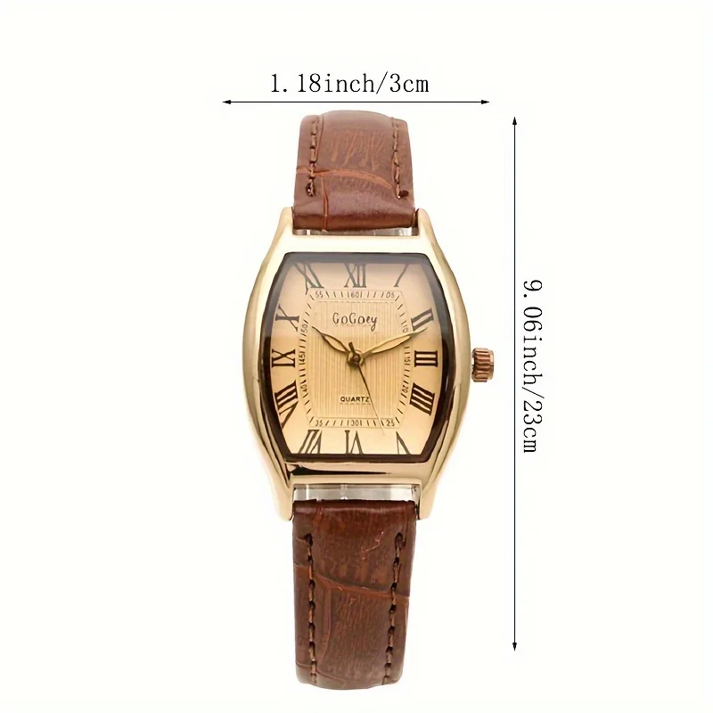 Vintage Pointer Quartz Watch Minimalist Roman Numeral Dial Wristwatch With Leather Watchband For Women Men