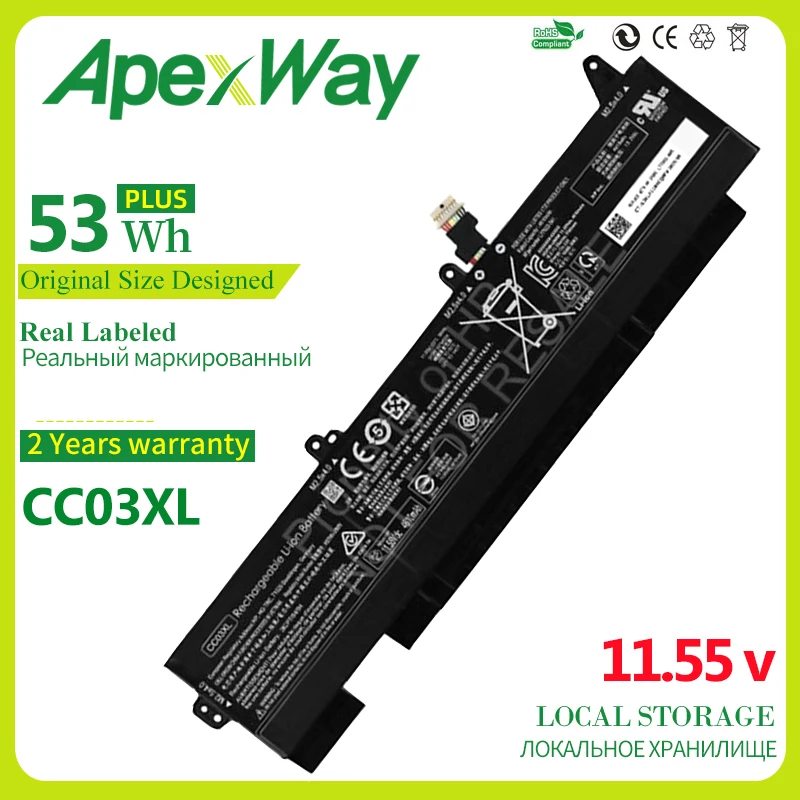 apexway 53wh 1155v bateria do portatil para hp elitebook 830 835 840 g7 cc03xl g8 mt32 mt46 hstnn1b9f l77608 1c l77622541 01