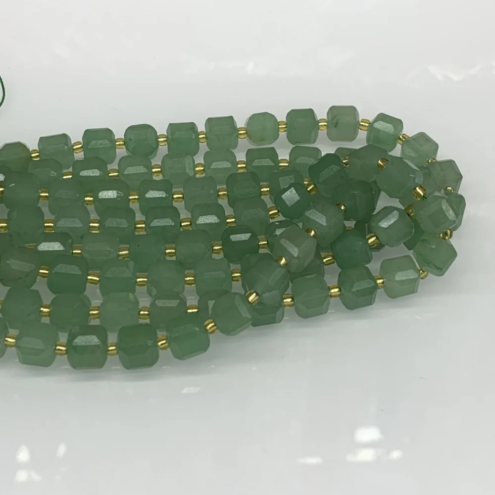 

Natural 6mm 8mm Green Aventurine Square Colored Stone Cube Loose Spacer Beads for Jewelry Making DIY Women's Charm Necklace