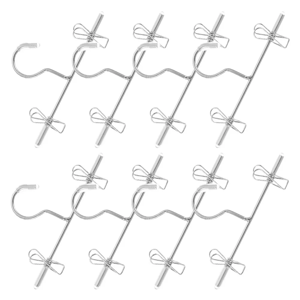 8Pcs Miniature Metal Clothes Hangers for Tiny Outfit Holders Space Efficient Wardrobe Organizer Dollhouse Closet Storage