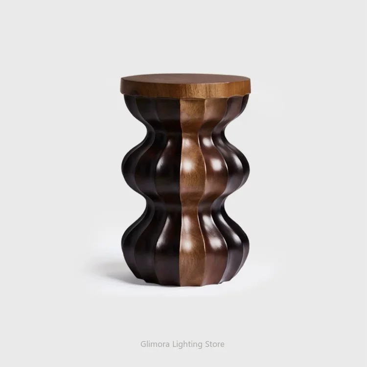 Mid-Century Solid Wood Root Carving Stool for Tea Table, Versatile Tree Stump Side Table & Plant Stand