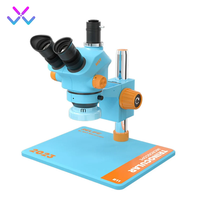 

RELIFE RL-M5T-B11 Trinocular HD Microscope 7-50 Times Continuous Zoom for Phone PCB Inspection Repair With Large Wording Space