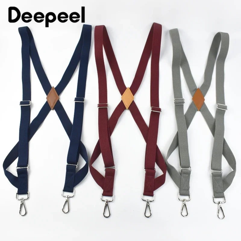 Deepeel-tirantes anchos elásticos de poliéster para hombre, cinturón ajustable de 2 clips, correas decorativas de traje tipo X Unisex, 2,5X125cm, 1 unidad