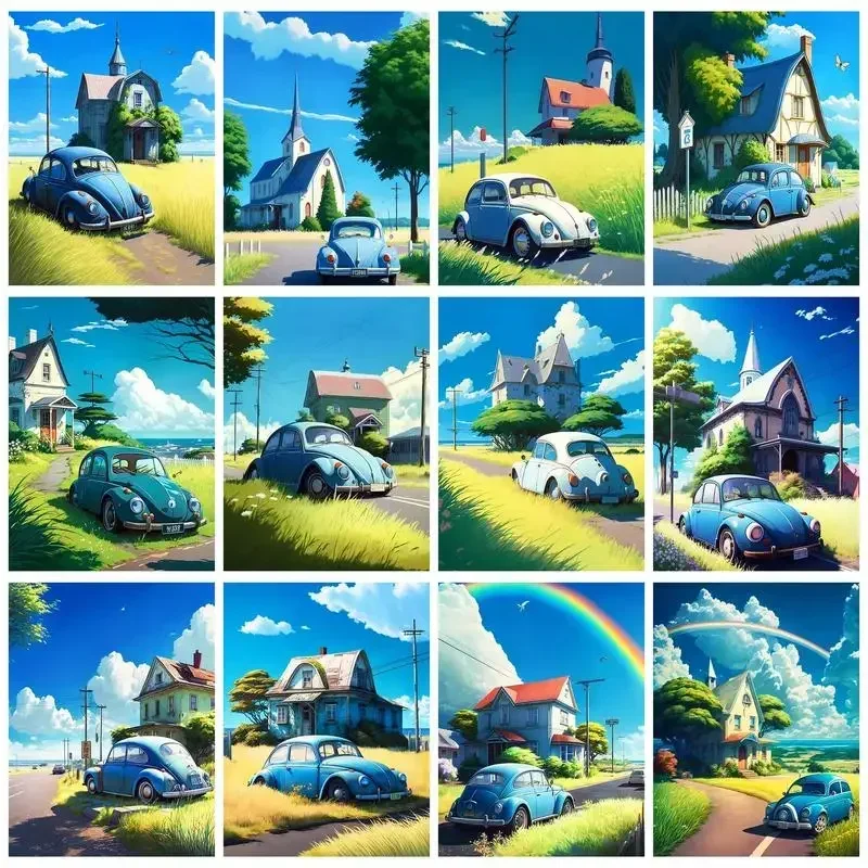 133035 Modern Painting By Numbers Diy Gift Car In Field Drawing On Numbers Home Decors For Adults Picture Paint Artwork