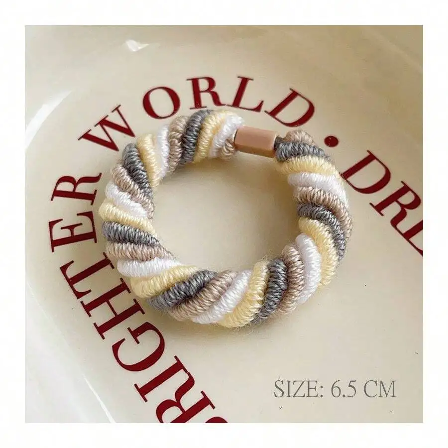 

Korean Style Color-Blocked Yarn Hair Band High Elasticity Ponytail Holder