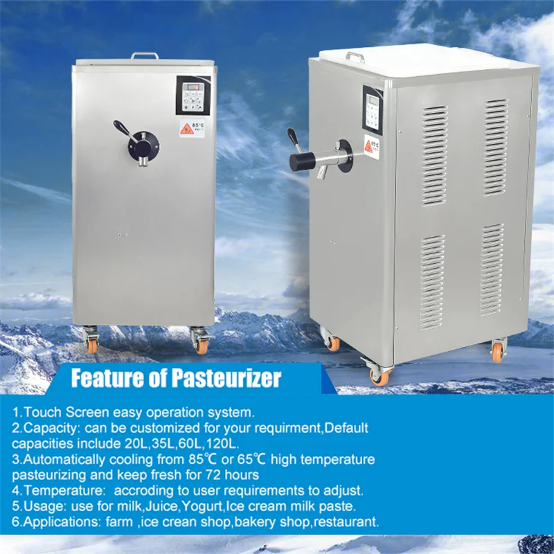 40L Stainless Steel  Milk Ice Cream Pasteurizer Food Sterilizer High Pressure Pasteurization Machine