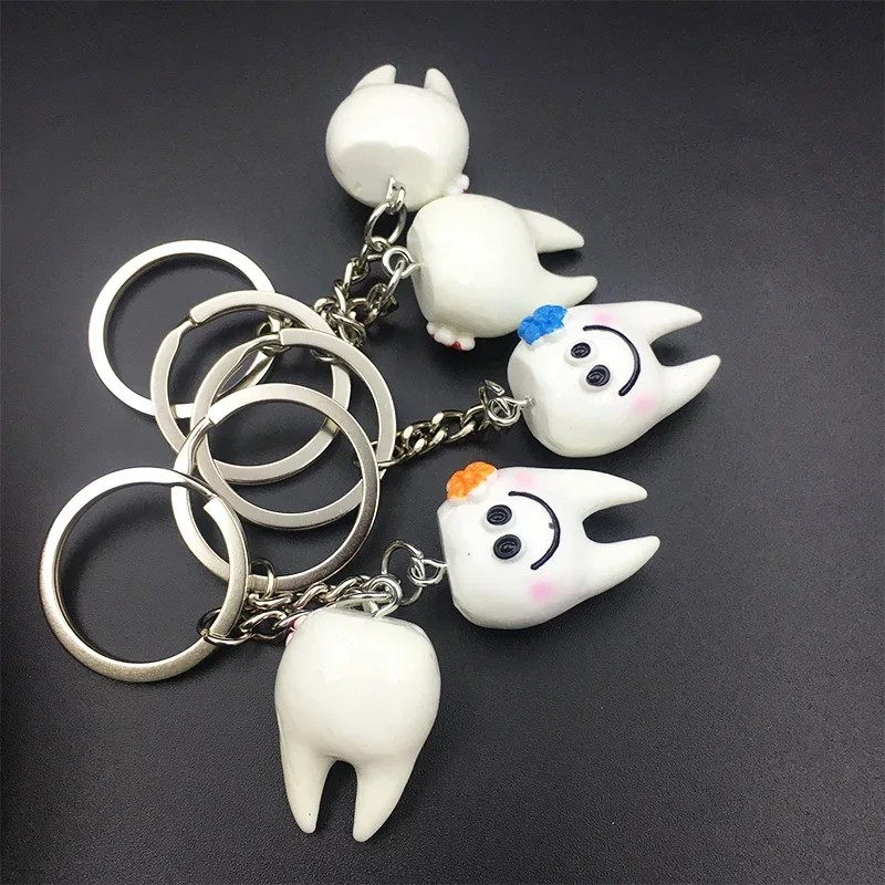 10Pcs Teeth Shape Model Simulation Tooth Key Chain Cartoon Lovely Gift Pendant Dental Gift