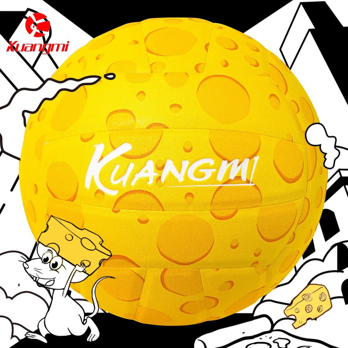 Kuangmi Cheese Volleyball Official Size 5 Durable Wear-resistant PU Soft Leather Competition Training Ball Birthday Gift