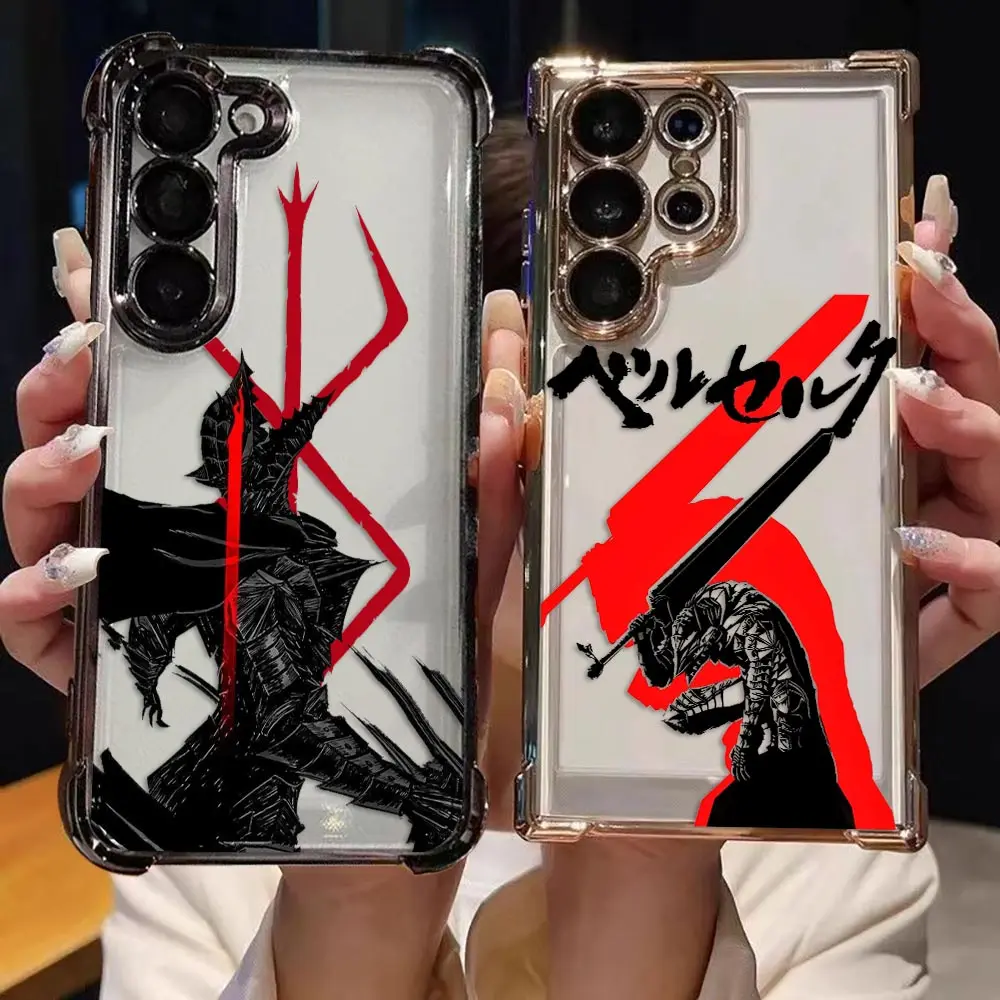 Transparent Plating Phone Case For Samsung S26 S25 S24 S23 S22 S21 S20 FE NOTE 20 PLUS ULTRA Cover Dragon Warrior B-Berserk Guts