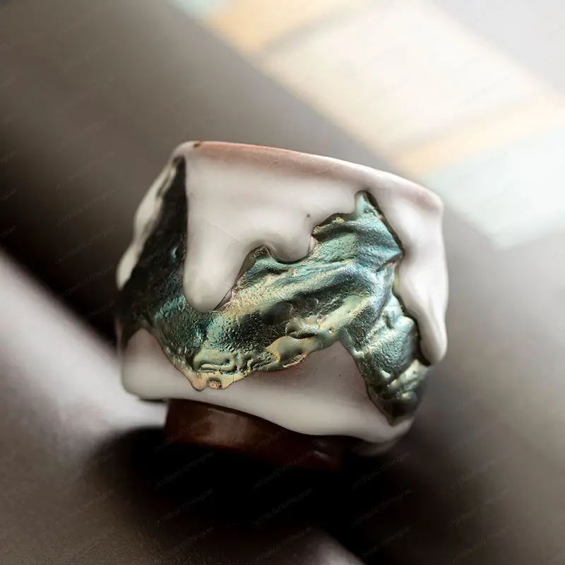 Ceramic silver master single cup retro high-end firewood-fired coarse pottery tea cup