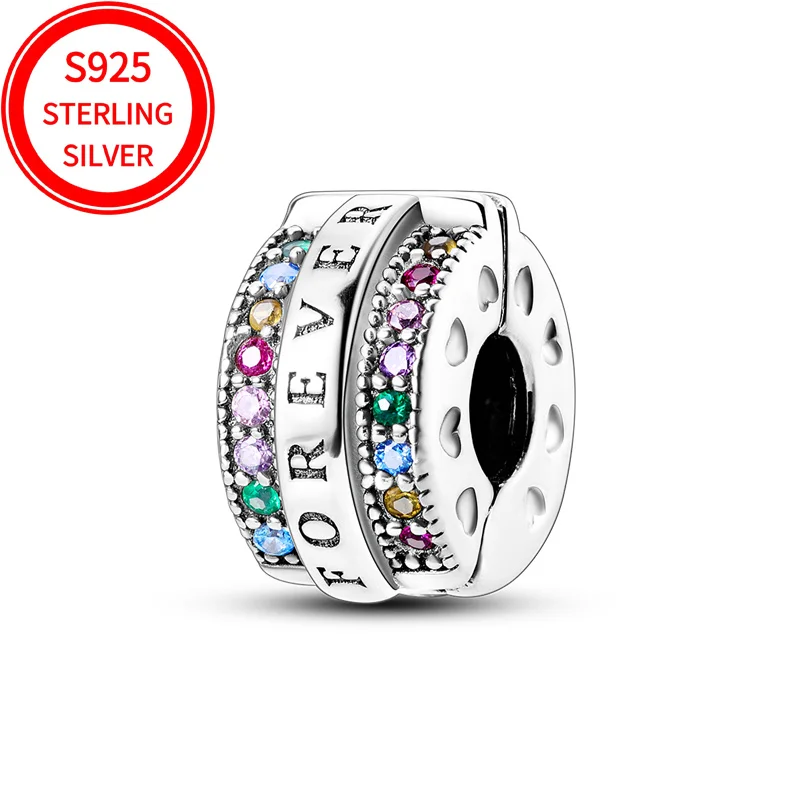 

925 sterling silver FOREVER zirconium fixing clip, suitable for original women's bracelets Diy jewelry gifts