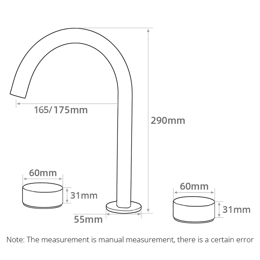 3 Pcs Gumetal Basin Faucet Hot And Cold Widespread Tap 360° Rotation Spout Double Knurled Knobs Deck Mounted Bathroom Mixer