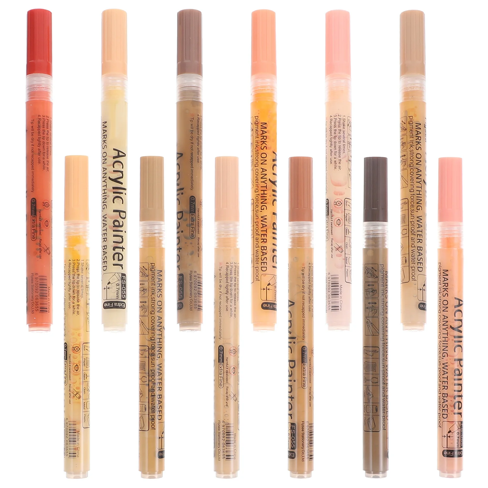 

1 set 1 Set Of Skin Tone Acrylic Paint Markers Pens Flexible Fine Tip For Sketching Doodling Scrapbooking Art Supplies Drawing