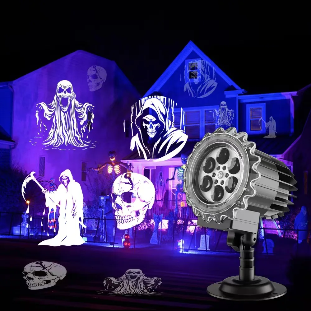 

Halloween Ghost Projection Dynamic Rotating Outdoor Snowflake Projector Lamp Party Waterproof Garden Christmas Decorations 2025