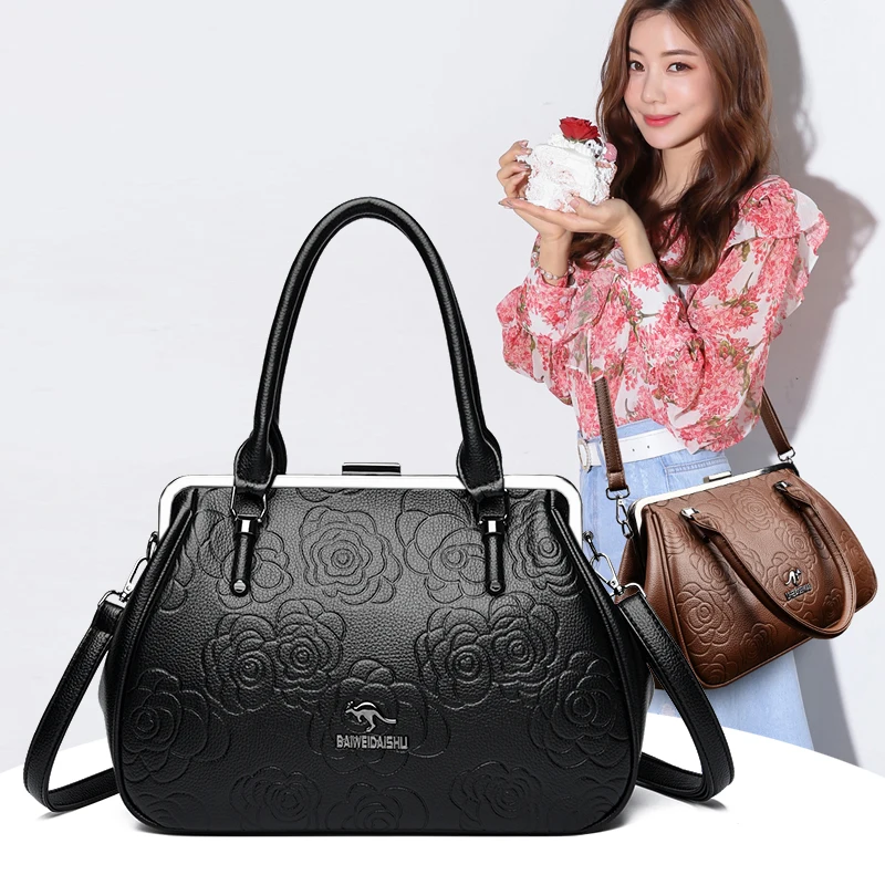 

Fashion Retro Solid Color Handbag for Women Large PU Leather Satchel with Luxury Lock Clutch Designer Purse Evening Party Use