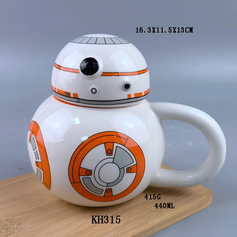 スターウォーズロボットセラミックマグ、蓋付き、3Dコーヒーマグ、スターウォーズ、BB-8