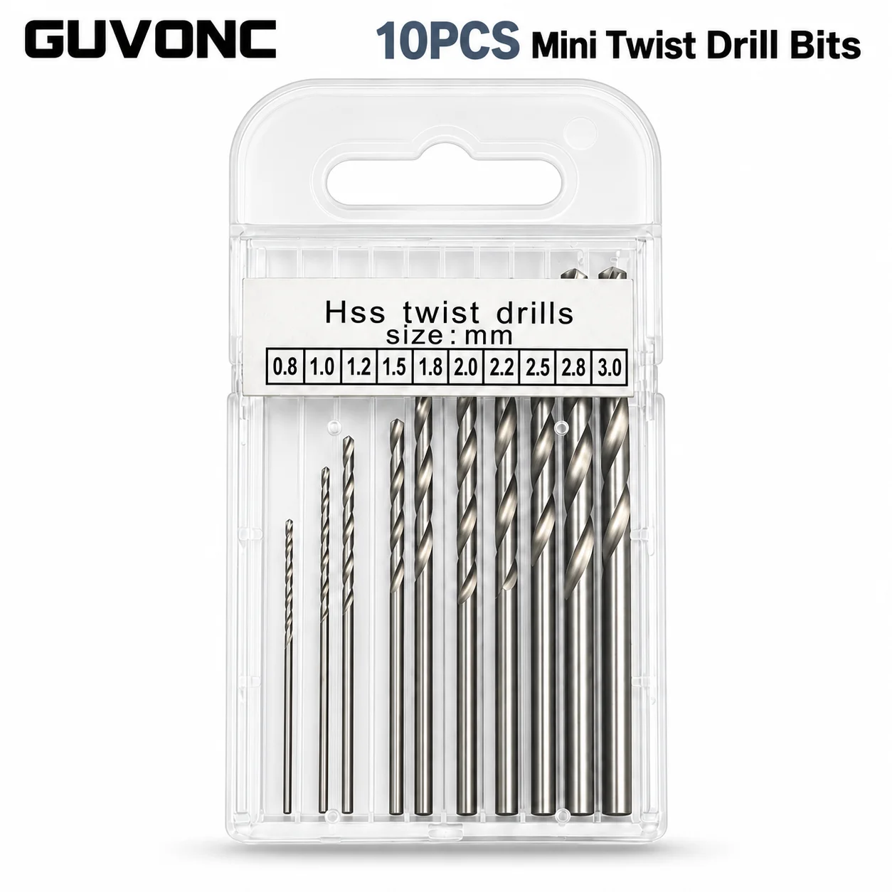 10PCS Mini HSS Twist Drill Bit Set 0.8-3mm Straight Shank Micro Bits for Model Making Wood Plastic Acrylic Jewelry