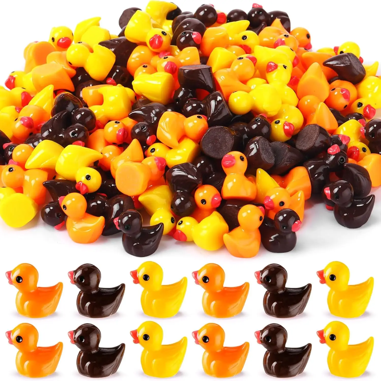 100/50Pc Mini patos pequeñas figuras de pato de resina para casa de muñecas decoración de acuario Micro jardín paisaje adorno en maceta encantos DIYCrafts