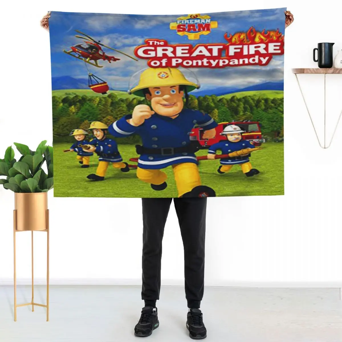 

fireman sam fireman toys pajamas birthday party supplies clothes Throw Blanket Faux Fur Soft Warm Blanket for Bed