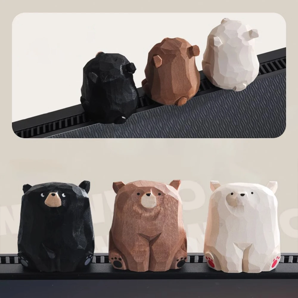 Hand-Carved Wooden Bear Set 2