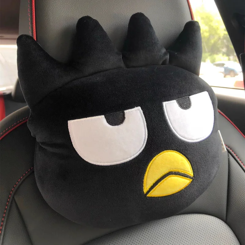 Kawaii Sanrio Bad Badtz-maru Cartoon Plush Toy Xo Cute Headrest Car Pillow Blanket Seat Belt Cover Creative Car Accessories Gift