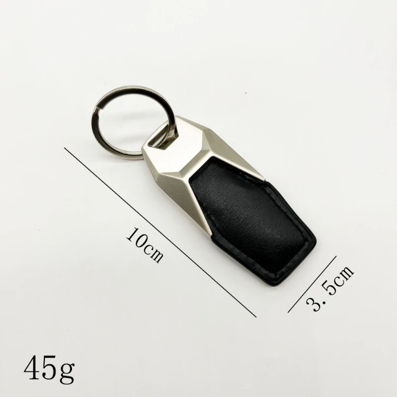 Customized Logo Metal Leather Keychain Laser Engrave Black Keyring for Men and Women Personalize Car Key Chain Ring Gift