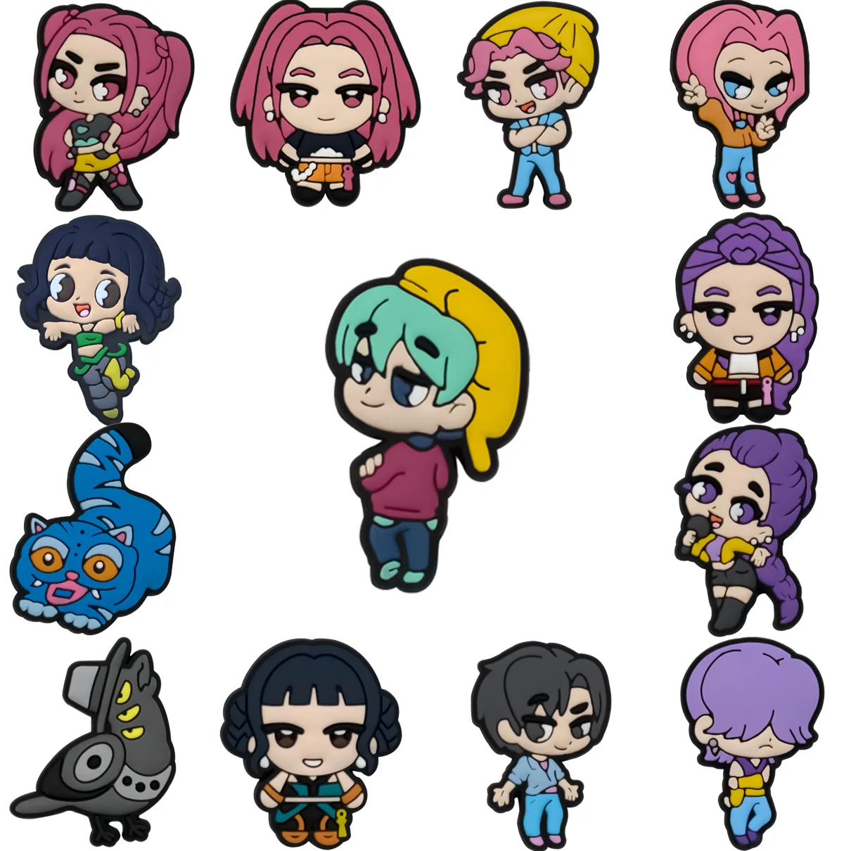 Mixed1-13pcs K-POP شيطان الصيادين الكرتون الأحذية السحر اكسسوارات الأطفال الأحذية الزينة صالح معصمه صندل الاطفال هدايا عيد الميلاد