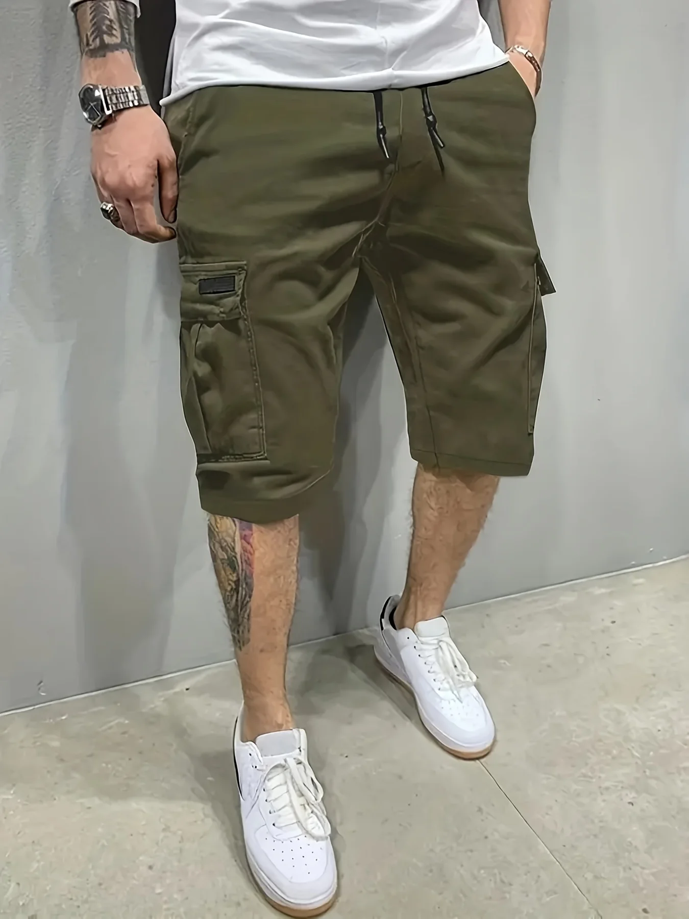 US Oversized  5XL Summer Solid Shorts Men Big Size Solid Elastic Waist Men Shorts Outwear Black Beach Chubby Cargo Shorts Boys