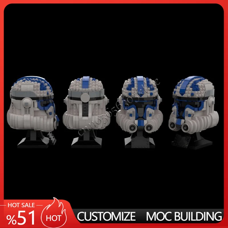 899PCS Star Plan MOC Helmet Custom Clone Commando Hardcase MOC Model Building Block Architecture Education Assembly Model Toys