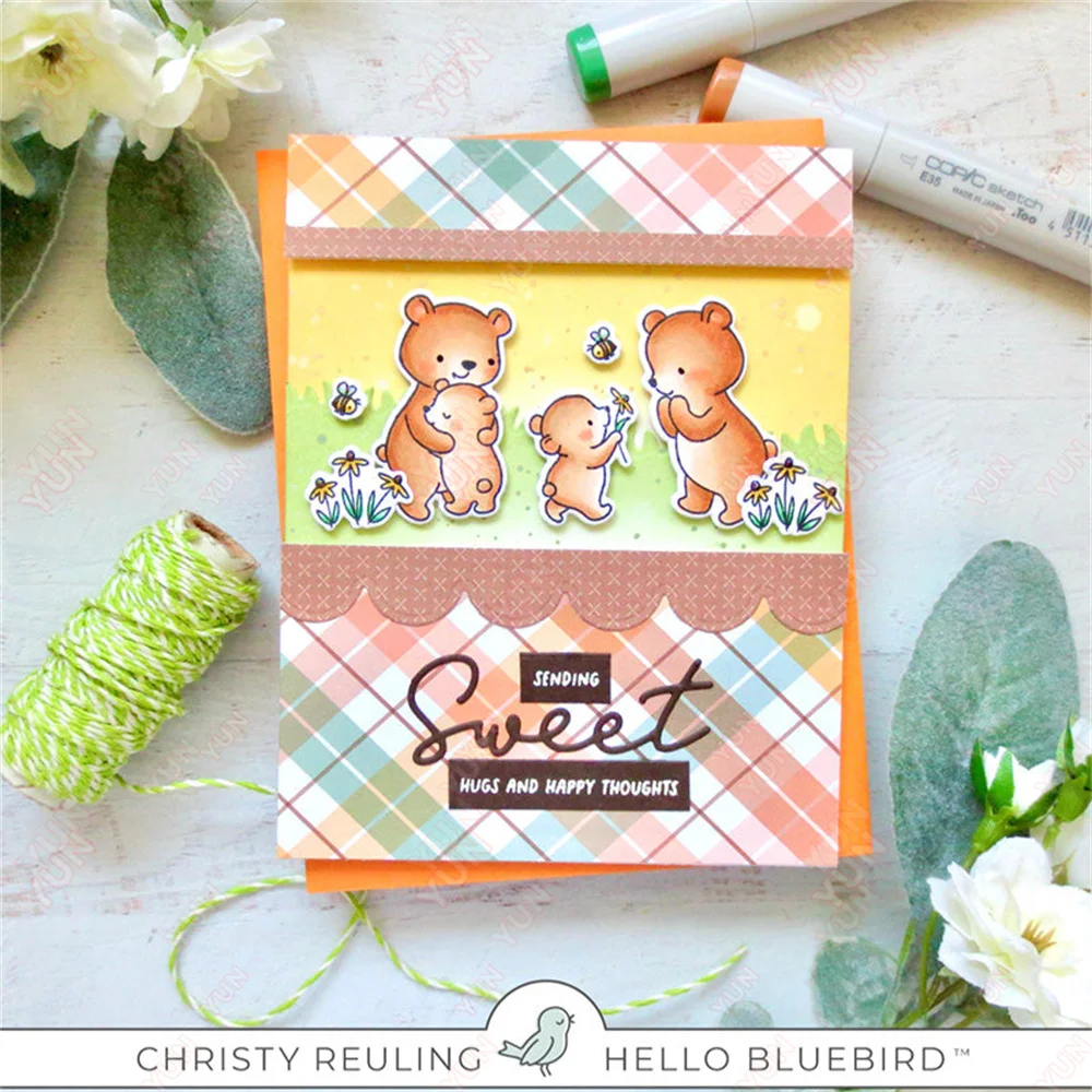 Bloomin Bear Family Hugs Metal Cutting Dies Stamps DIY Handmade Embossing Scrapbook Diary Greeting Card Decoration 2023 New