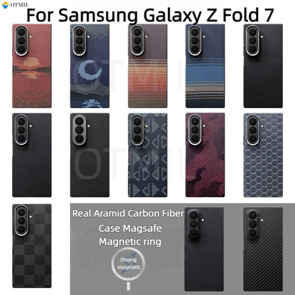 

New For Samsung Galaxy Z Fold 7 case Aramid Magsafe Real Carbon Fiber Case Kevlar Cover Ultra-Thin Lightweight Armor Protective