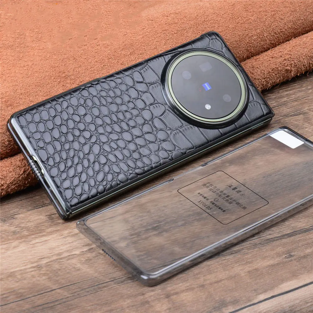 

Чехол премиум-класса из воловьей кожи и стекла для экрана Vivo X Fold5, деловой чехол из крокодиловой кожи