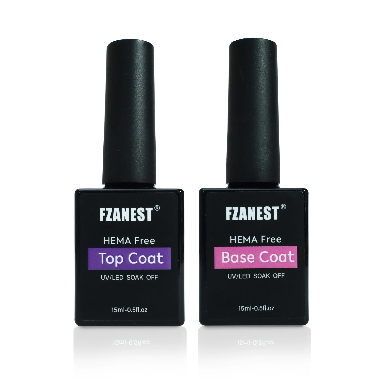 Fzanest Hema TPU O ชุดเคลือบผิวด้านบนและฐานมีความทนทานสูงไม่เช็ดด้วยคริสตัลขัดเงาเจลทาเล็บปรับแต่งโลโก้ได้ตามต้องการ