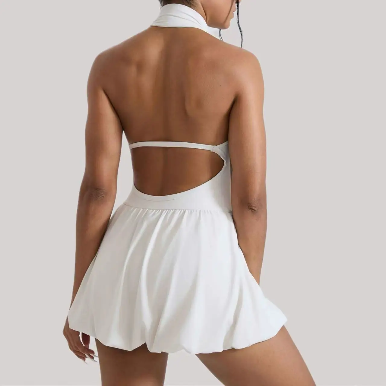 

Ningyu High Neck Golf Tennis Dress Quick Dry Fluffy Group Women's Sports Yoga Set Workout Running Fitness Tennis Skirt Rompers