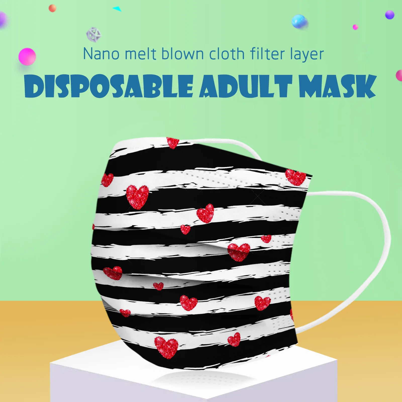 10/50 قطعة عيد الحب الكبار قناع غير قابل لإعادة الاستخدام زوجين واقية تنفس قناع الحب قناع مخطط المواعدة حماية #3