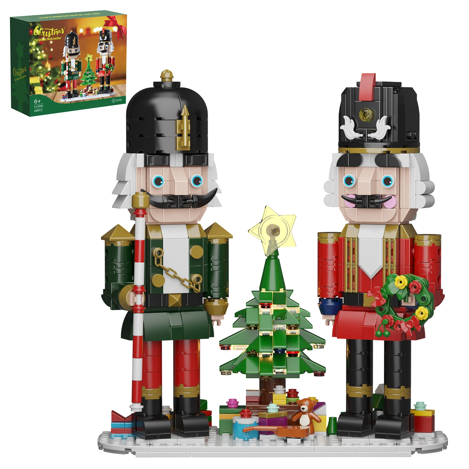 

NEW 2in1 Christmas Nutcracker Building Block Set King and Soldier Model Toys with LED Light,Boys and Girls Gifts