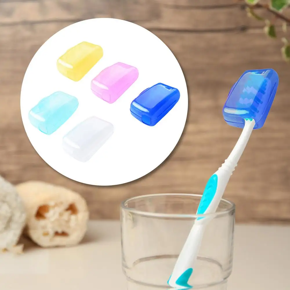 5 Stück Zahnbürstenkopfhüllen in verschiedenen Farben für Reisen und Ausflüge, belüftete, tragbare, transparente Zahnbürstenbox mit Staubschutz – Detail 7