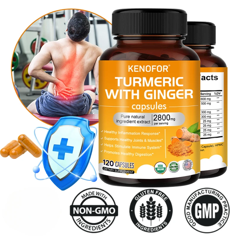 Curcumin with BioPerine and Ginger 95% Curcumin 2800 mg - Maximum Absorption, Natural Joint Support Supplement, Vegan Non-GMO