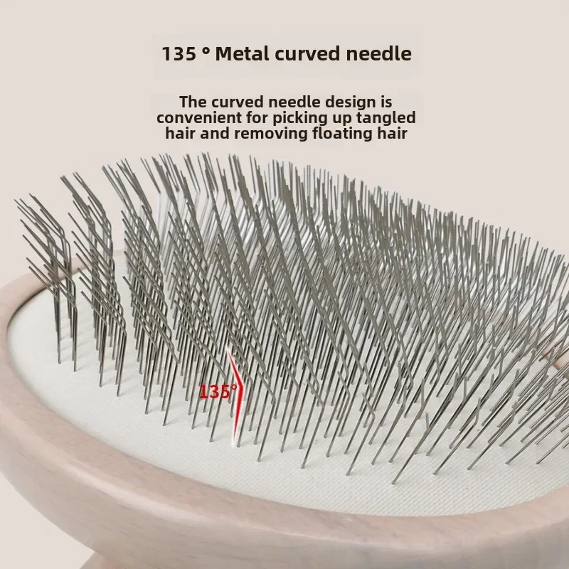 Beautician Pet Round Headed Solid Wood Comb Dog Grooming Cat Grooming and Cleaning Tools kitten Store Pet Cleaning Supplies image 3