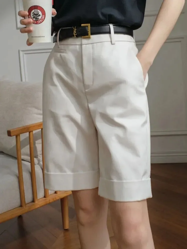 Summer High Waist Straight Cargo Shorts Women Chic Casual Baggy Pantalones Cortos Korean Fashion Loose Classic Solid Short Pants - Image 5