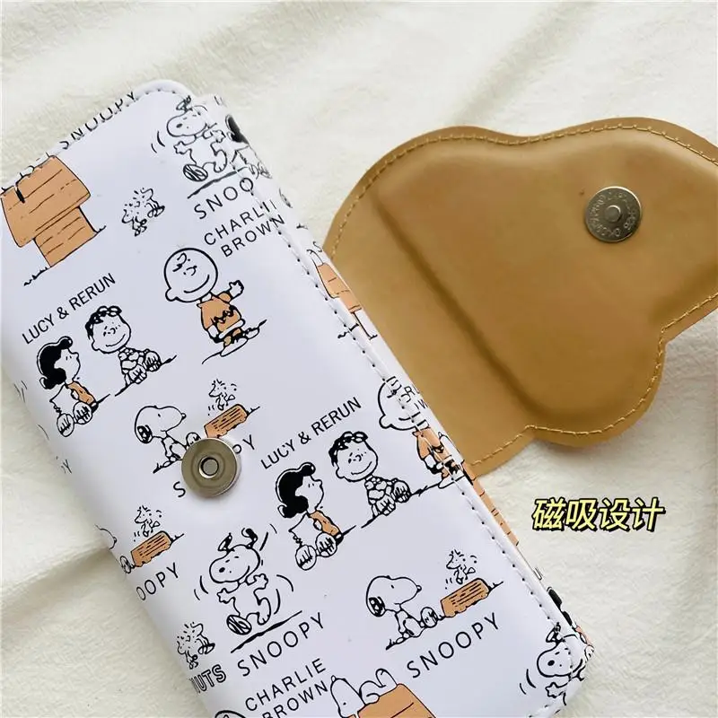 MINISO Snoopy Kawaii Ins Cartoon Cute women Short Long Wallet Coin Purse Two Fold Pu Zipper Coin Coin Purse Christmas Gift