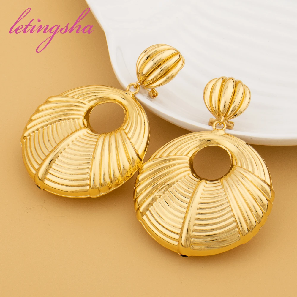 

African Fashion New Drop Earrings Copper Dubai Large Style Earrings For Women Party Daily Wear Wedding Gift Ear Jewelry