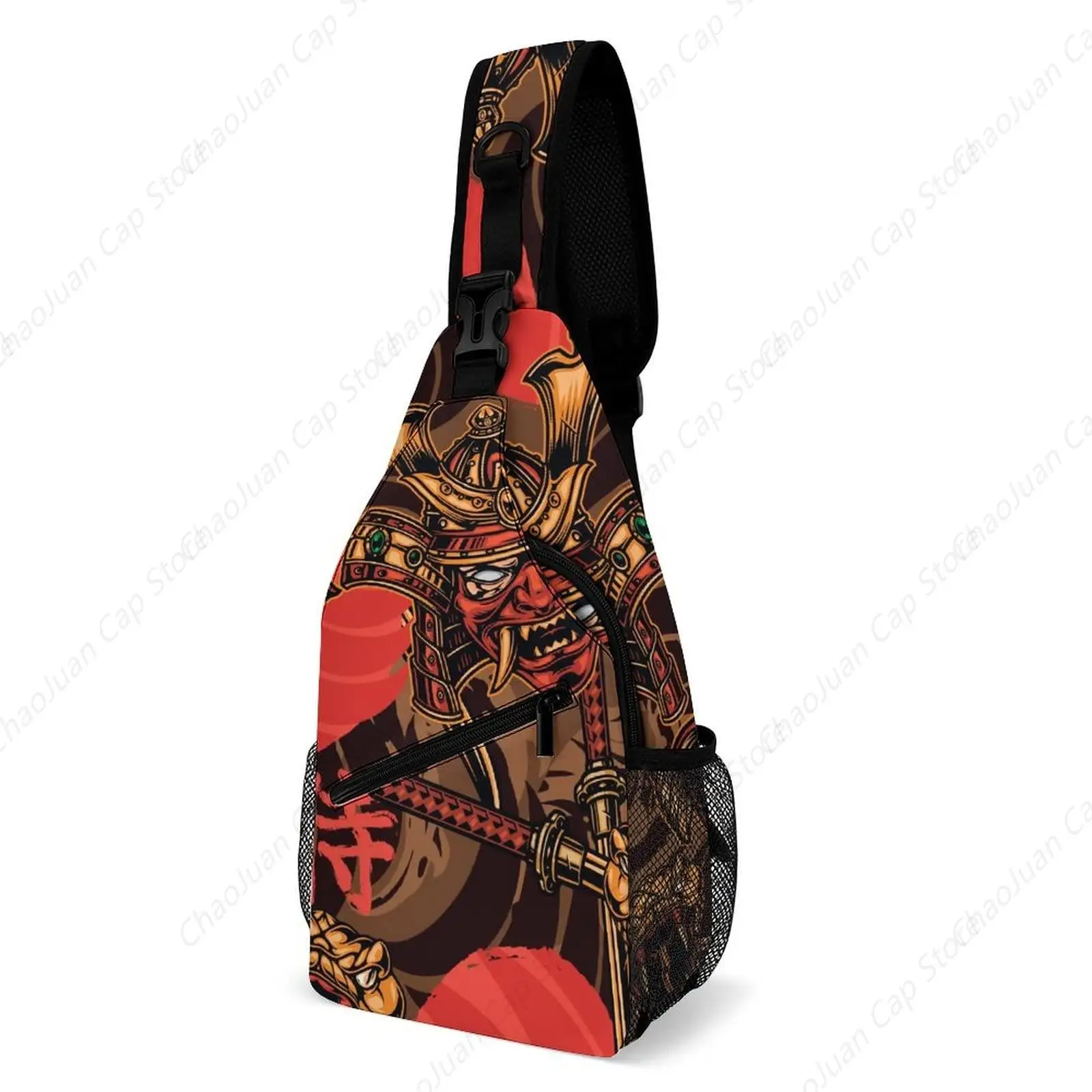 

Japanese Samurai Mask & Koi Fish Print Unisex Crossbody Sling Backpack | Hiking Camping Outdoor Trip Daypack