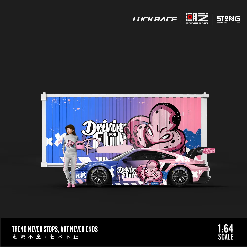 ModernArt 1:64 LUCK RACE 911 GT3 Legierungsdruckguss-Modellautos für Hobby, Sammlerstücke, Ausstellung und Geschenk
